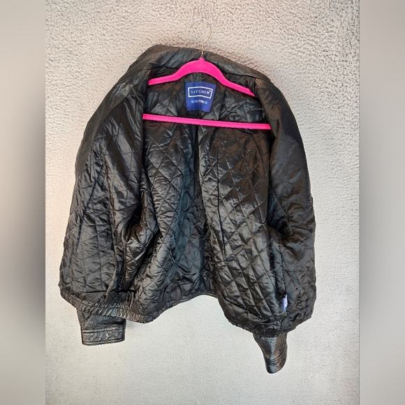 Vintage Savile Row Mens Black Leather Biker Jacket Sz L Zip & Snap Adj. Wrist - Picture 9 of 16